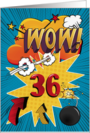 36th Birthday Greeting Bold and Colorful Comic Book Style card