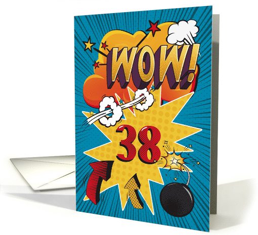 38th Birthday Greeting Bold and Colorful Comic Book Style card