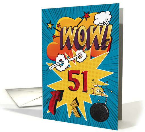 51st Birthday Greeting Bold and Colorful Comic Book Style card