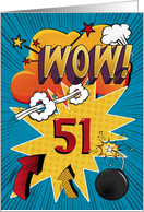 51st Birthday Greeting Bold and Colorful Comic Book Style card
