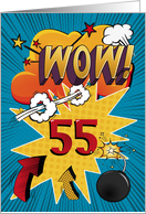 55th Birthday Greeting Bold and Colorful Comic Book Style card