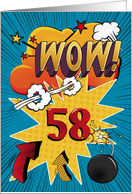 58th Birthday Greeting Bold and Colorful Comic Book Style card