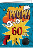 60th Birthday Greeting Bold and Colorful Comic Book Style card
