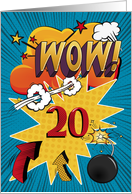 20th Birthday Greeting Bold and Colorful Comic Book Style card