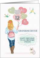 Granddaughter Tween 12th Birthday Young Girl with Balloons card