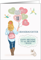 Granddaughter Tween 11th Birthday Young Girl with Balloons card