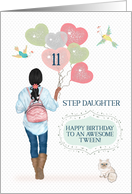 Step Daughter 11th Birthday to Awesome Tween African American Girl card