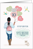 Step Sister 10th Birthday to Awesome Tween African American Young Girl card