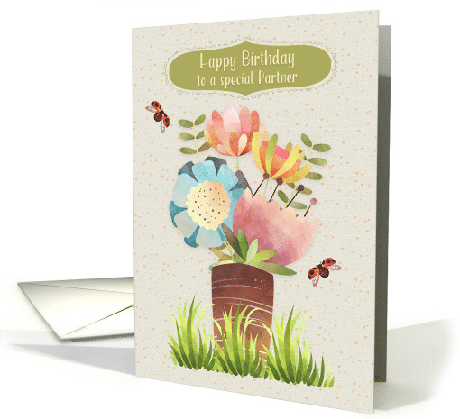 Partner Happy Birthday Beautiful Flower Bouquet card (1670344)