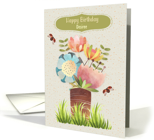Custom Name Happy Birthday Beautiful Flower Bouquet card (1670350)
