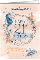 Granddaughter 21st Birthday Watercolor Effect Underwater Scene card