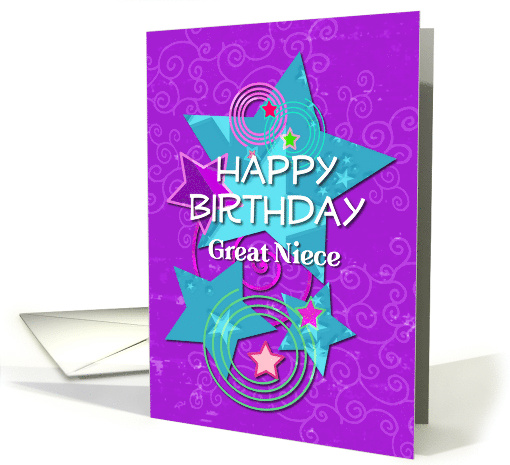 Great Niece Happy Birthday Amazing Girl Colorful Stars and Swirls card