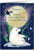 Cousin Birthday Full of Wonder Polar Bear and Whale card