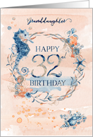 Granddaughter 32nd Birthday Watercolor Effect Underwater Scene card