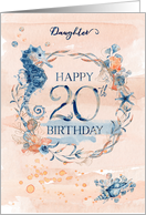 Daughter 20th Birthday Watercolor Effect Underwater Scene card