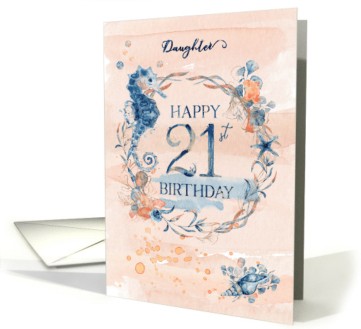 Daughter 21st Birthday Watercolor Effect Underwater Scene card