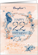Daughter 22nd Birthday Watercolor Effect Underwater Scene card