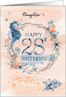 Daughter 28th Birthday Watercolor Effect Underwater Scene card