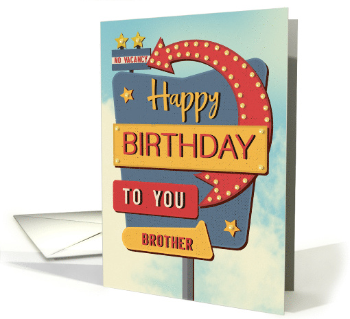 Brother Happy Birthday Retro Roadside Motel Sign card (1678840)