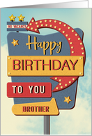 Brother Happy Birthday Retro Roadside Motel Sign card