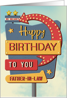 Father in Law Happy Birthday Retro Roadside Motel Sign card
