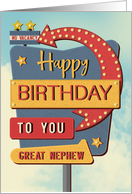 Great Nephew Happy Birthday Retro Roadside Motel Sign card