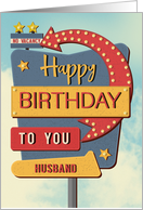 Husband Happy Birthday Retro Roadside Motel Sign card