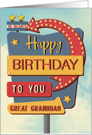 Great Granddad Happy Birthday Retro Roadside Motel Sign card