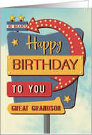 Great Grandson Happy Birthday Retro Roadside Motel Sign card