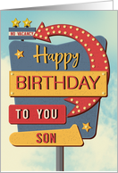 Son Happy Birthday Retro Roadside Motel Sign card