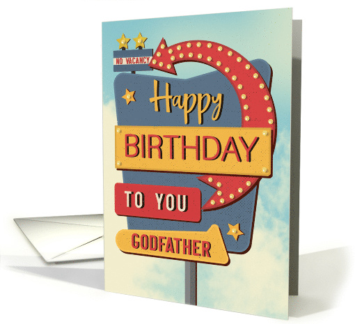 Godfather Happy Birthday Retro Roadside Motel Sign card (1679478)