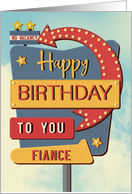 Fiance Happy Birthday Retro Roadside Motel Sign card