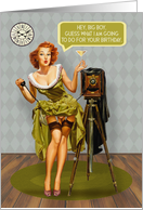 For Man Happy Birthday Vintage Pin Up Girl With Camera Adult Humor card