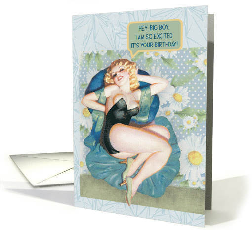 For Man Happy Birthday Lounging Woman Pin Up Girl Adult Humor card