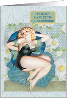 For Man Happy Birthday Lounging Woman Pin Up Girl Adult Humor card