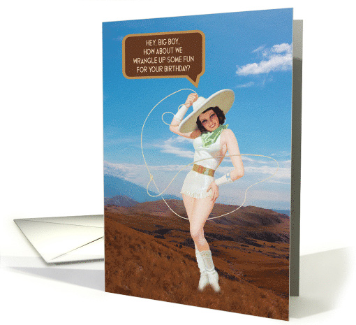 For Man Happy Birthday Cowgirl Pin Up Girl Adult Humor card (1680572)