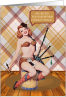 For Man Happy Birthday Pin Up Girl with Instruments Adult Humor card