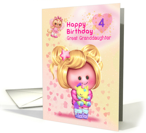 Great Granddaughter Happy 4th Birthday Adorable Girl and... (1684798)