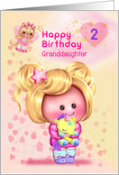 Granddaughter Happy 2nd Birthday Adorable Girl and Cat Fairy card