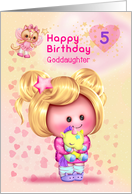 Goddaughter Happy 5th Birthday Adorable Girl and Cat Fairy card