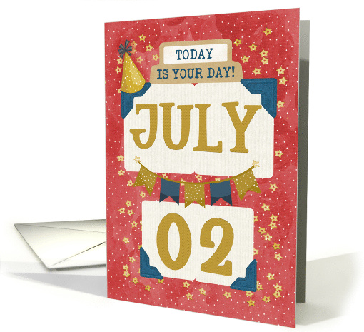 July 2nd Birthday Date Specific Happy Birthday Party Hat... (1690398)