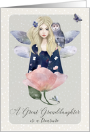 Great Granddaughter Birthday Teen Girl with Fairy Wings Magical Scene card