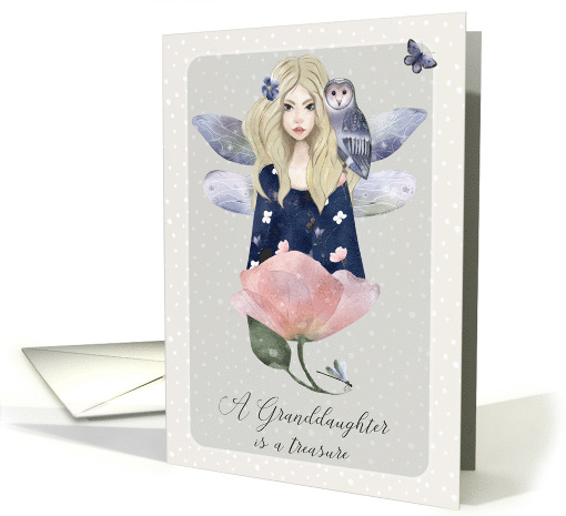 Granddaughter Birthday Teen Girl with Fairy Wings Magical Scene card