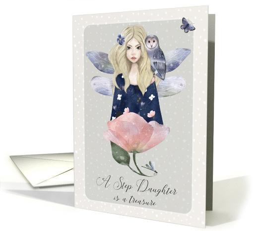 Step Daughter Birthday Teen Girl with Fairy Wings Magical Scene card