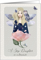 Step Daughter Birthday Teen Girl with Fairy Wings Magical Scene card