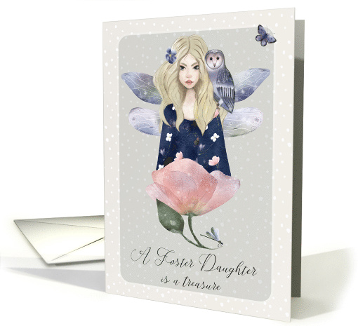 Foster Daughter Birthday Teen Girl with Fairy Wings Magical Scene card