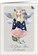 Great Niece Birthday Teen Girl with Fairy Wings Magical Scene card