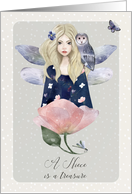 Niece Birthday Teen Girl with Fairy Wings Magical Scene card