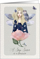 Step Sister Birthday Teen Girl with Fairy Wings Magical Scene card