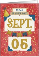 September 5th Birthday Date Specific Happy Birthday Party Hat card